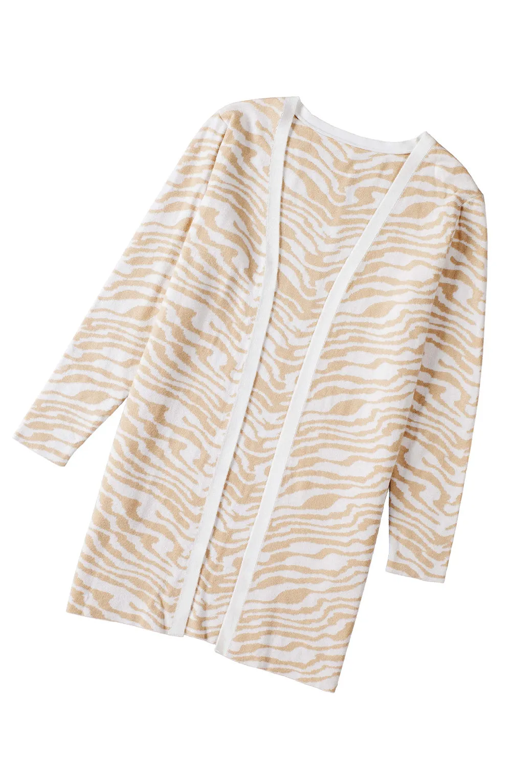 Women's Zebra Print Open Front Long Cardigan